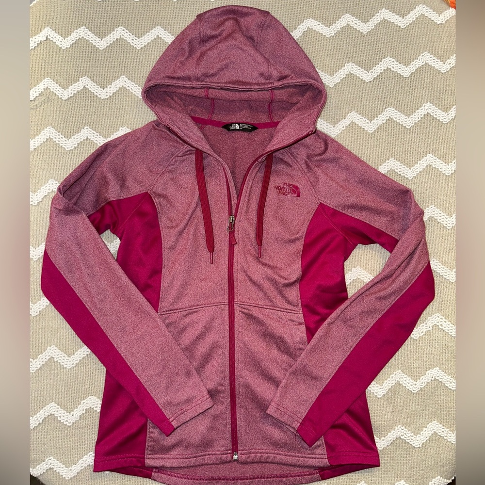 The North Face Maroon Hooded zip athletic Jacket